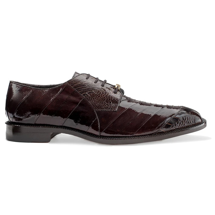 Belvedere Nome Eel & Ostrich Shoes Chocolate Image