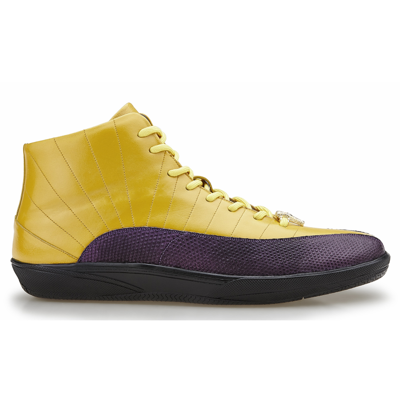 Belvedere Oratio Lizard & Calfskin Sneakers Golden Yellow / Purple Image