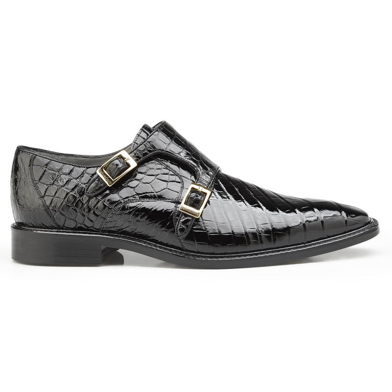 Belvedere Oscar Alligator Double Monk Strap Shoes Black Image