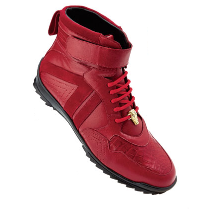 Belvedere Rino Crocodile Suede & Calfskin High Top Sneakers Red Image