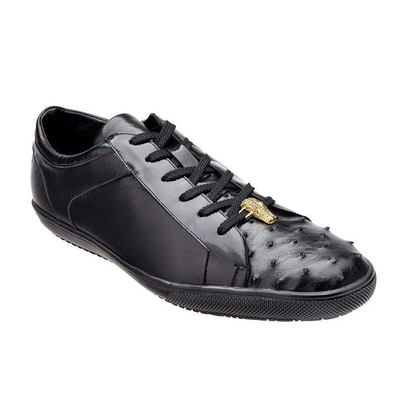 Belvedere Rocco Ostrich & Calfskin Sneakers Black Image