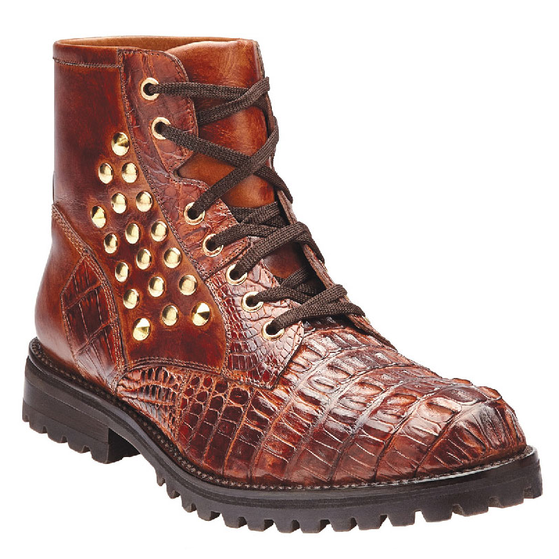 Belvedere Rovigo Hornback &amp; Calfskin Boots Brandy / Antique Brown Image