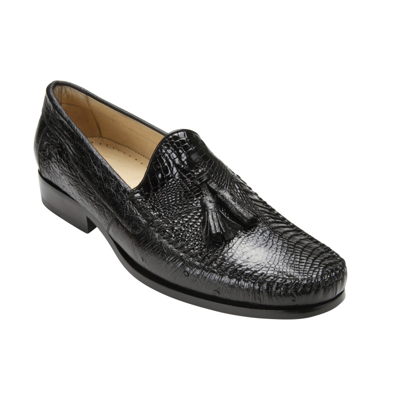 Belvedere Ostrich Quill & Caiman Tassel Loafers Image