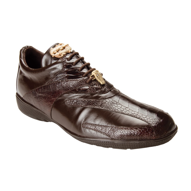 Belvedere  Bene Ostrich & Calfskin Sneakers Brown Image