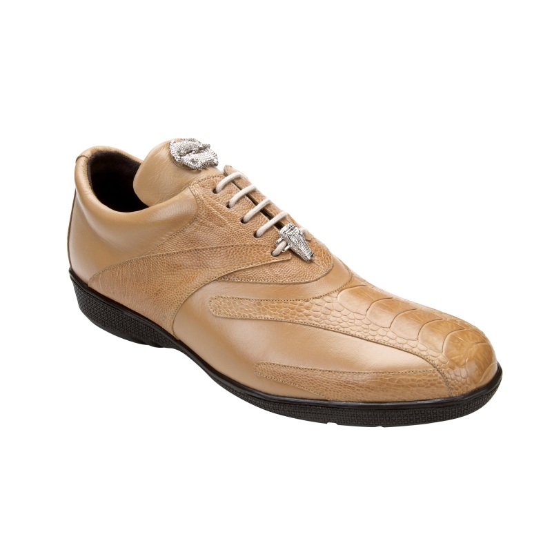 Belvedere  Bene Ostrich & Calfskin Sneakers Taupe Image