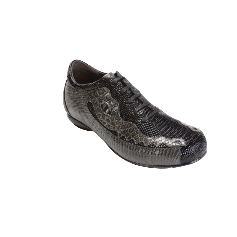 Belvedere Corona Lizard & Caiman Sneakers Black/Gray Image