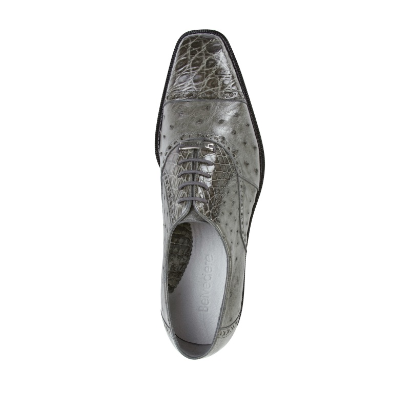 Belvedere Onesto II Ostrich/Crocodile Shoes Gray Image