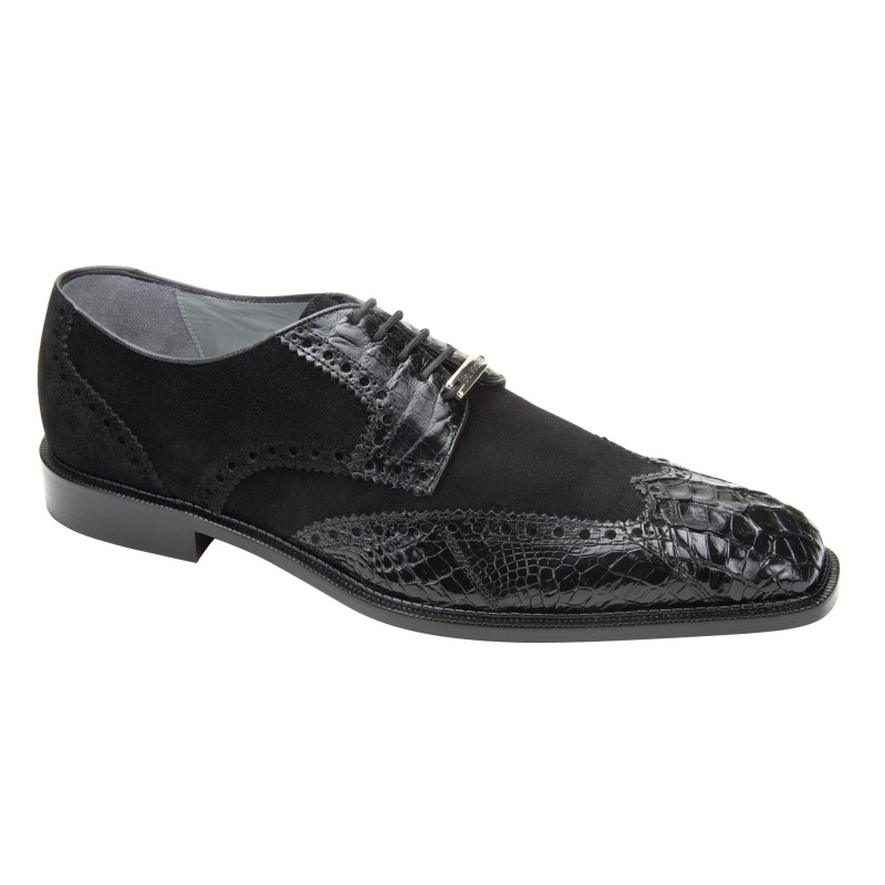 Belvedere Pergola Crocodile/Suede Shoes Black Image