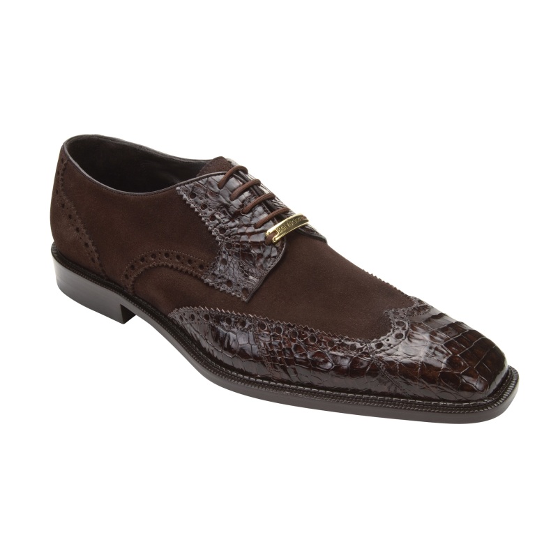 Belvedere Pergola Crocodile/Suede Shoes Dark Brown Image