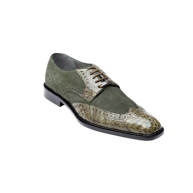 Belvedere Pergola Crocodile/Suede Shoes Olive Image