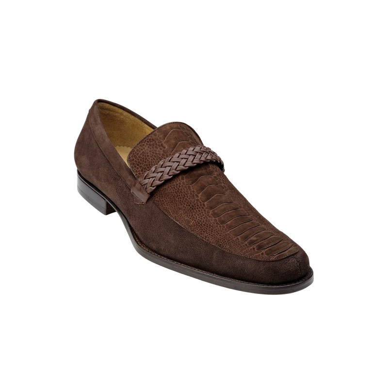 Belvedere Pisa Sueded Ostrich / Suede Loafers Brown Image
