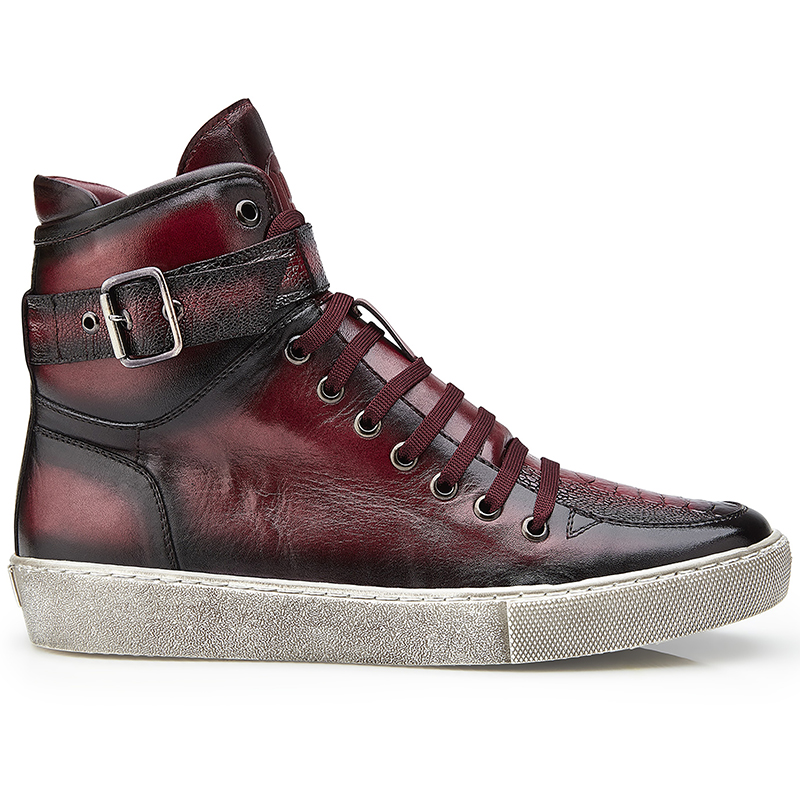 Belvedere Taylor Ostrich High Top Sneakers Antique Wine Safari Image