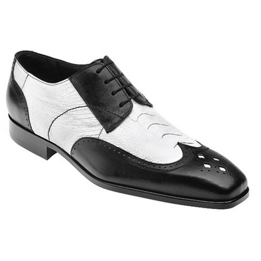 Belvedere Tropea Ostrich &amp;amp;amp; Calfskin Wingtip Spectator Shoes Black / White Image