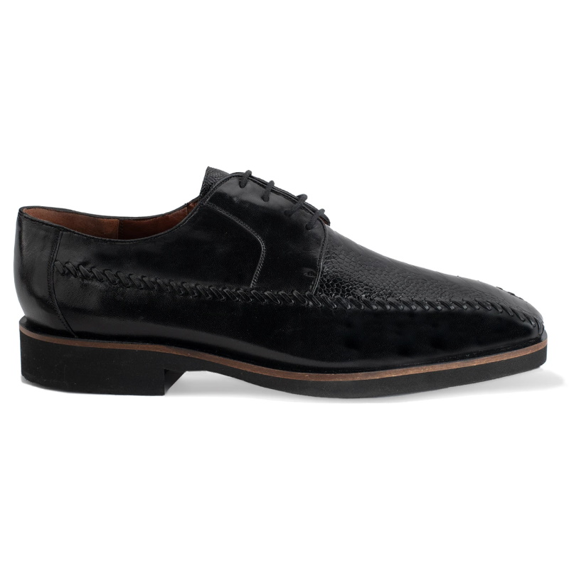 Belvedere Tyson Ostrich Leg & Calfskin Shoes Black Image