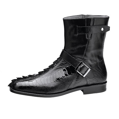 Belvedere Vibo Hornback & Ostrich Boots Black Image