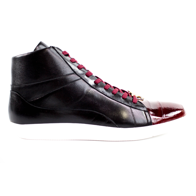 Belvedere Vitale Eel & Calfskin High Top Sneakers Black / Burgundy Image