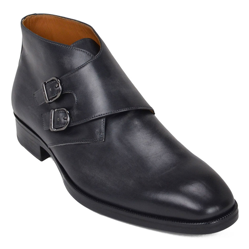 Bruno Magli Alberto Leather Monk Strap Boots Dark Grey Image