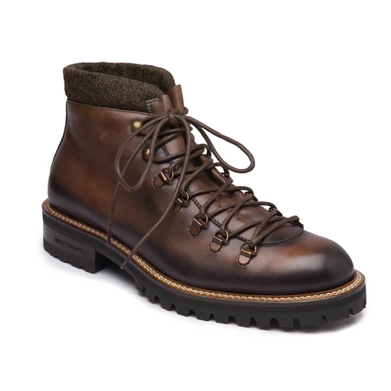 Bruno Magli Alpino Leather Hiking Boots Dark Brown Image