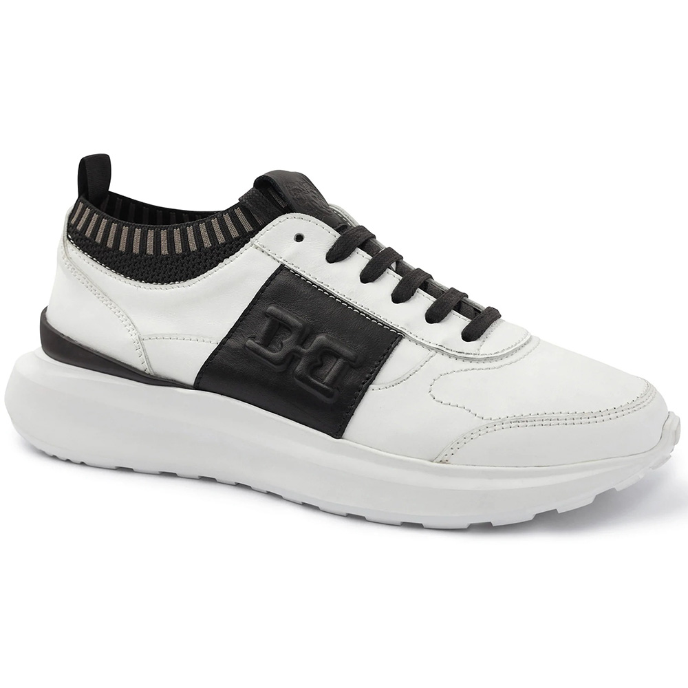 Bruno Magli Gatti Luxury Sport Leather Sneakers White / Black Image