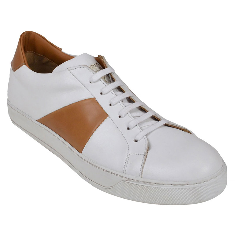 Bruno Magli Gibo Leather Sneakers White Cognac Image