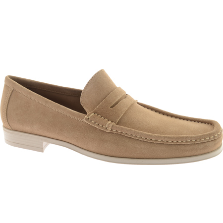 Bruno Magli Merola Suede Penny Loafers Taupe Image