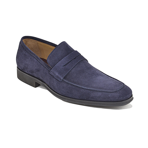 Bruno Magli Ragusa Suede Penny Loafers Blue Image