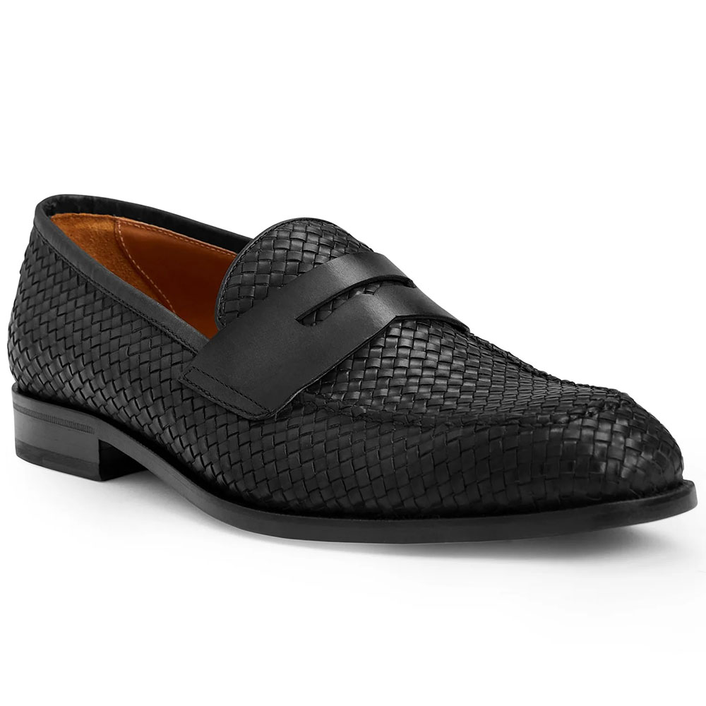 Bruno Magli Vesini Woven Leather Slip-on Loafers Black Image