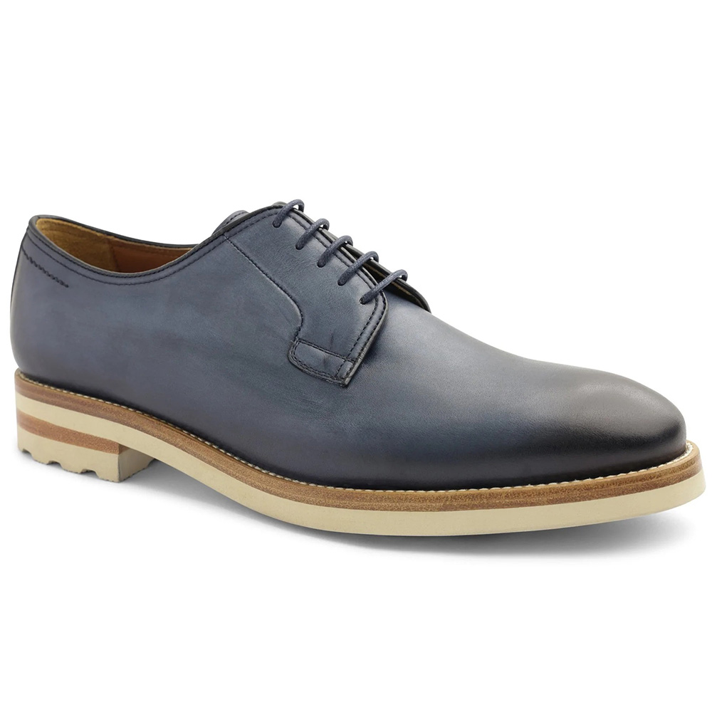 Bruno Magli Viterbo Plain Toe Leather Derby Shoes Blue Image