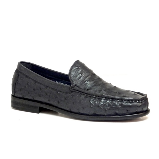 Calzoleria Toscana 1410 Ostrich Quill Loafers Navy Image