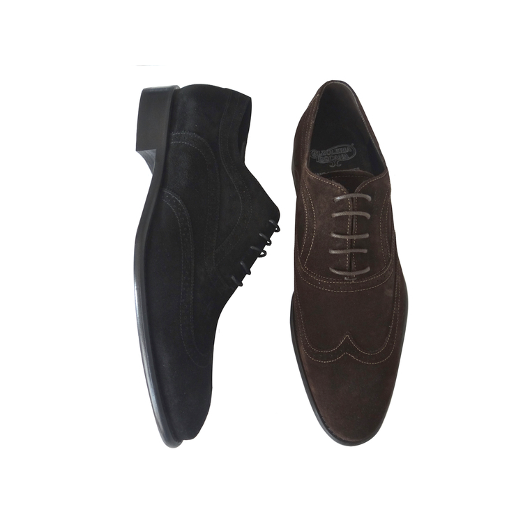 black suede wingtip shoes