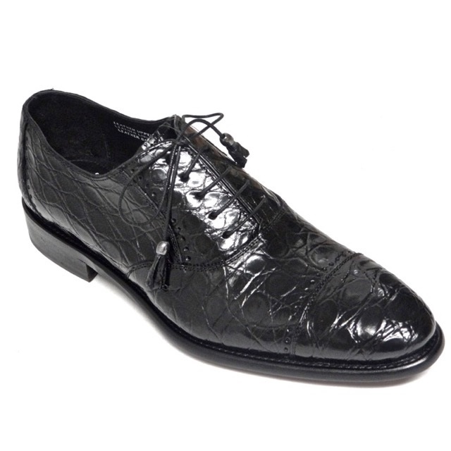 Calzoleria Toscana 7188 Caiman Cap Toe Shoes Black Image