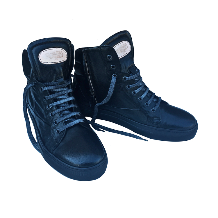 Calzoleria Toscana 7530 Soft Calfskin High Top Sneakers Black Image