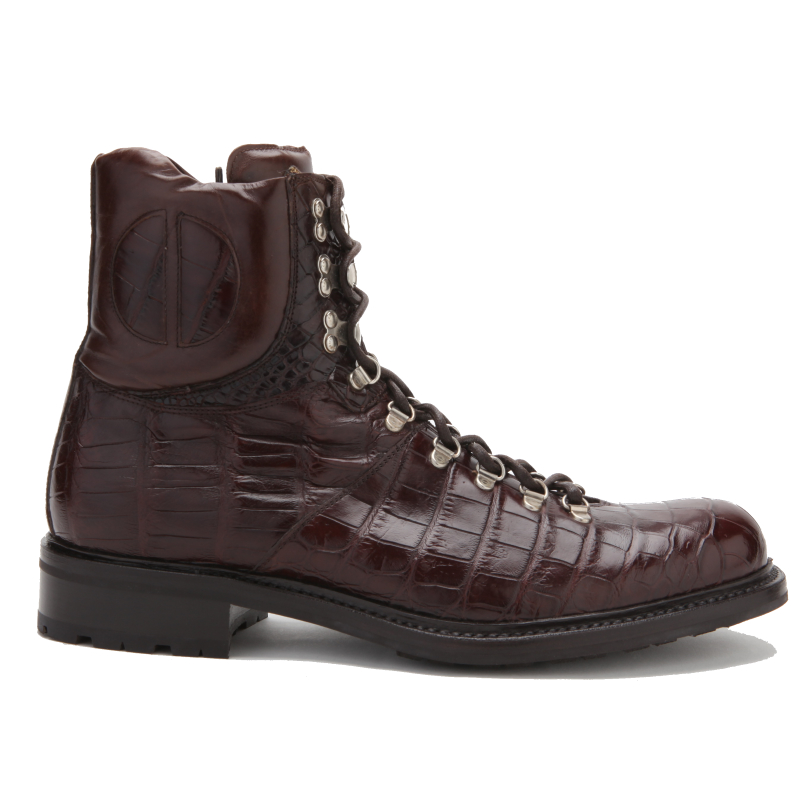 Caporicci Genuine Alligator Lace Up Boots Brown Image