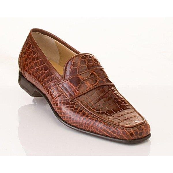 Caporicci 9961 Genuine Alligator Penny Loafers Gold Image
