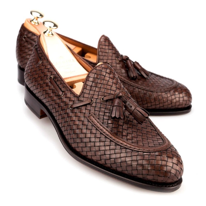 Carmina Braided Tassel Loafers 80299 Forest Brown Image