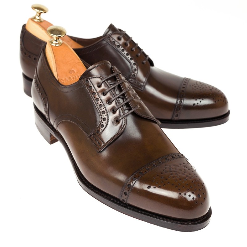 Carmina Shell Cordovan Blucher Shoes 80531 Forest Armagnac Image