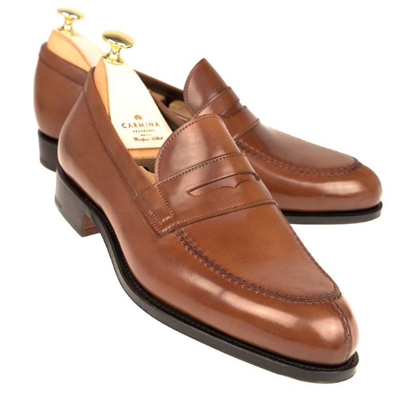 Carmina Shell Cordovan Penny Loafers 923 Forest Bourbon Image