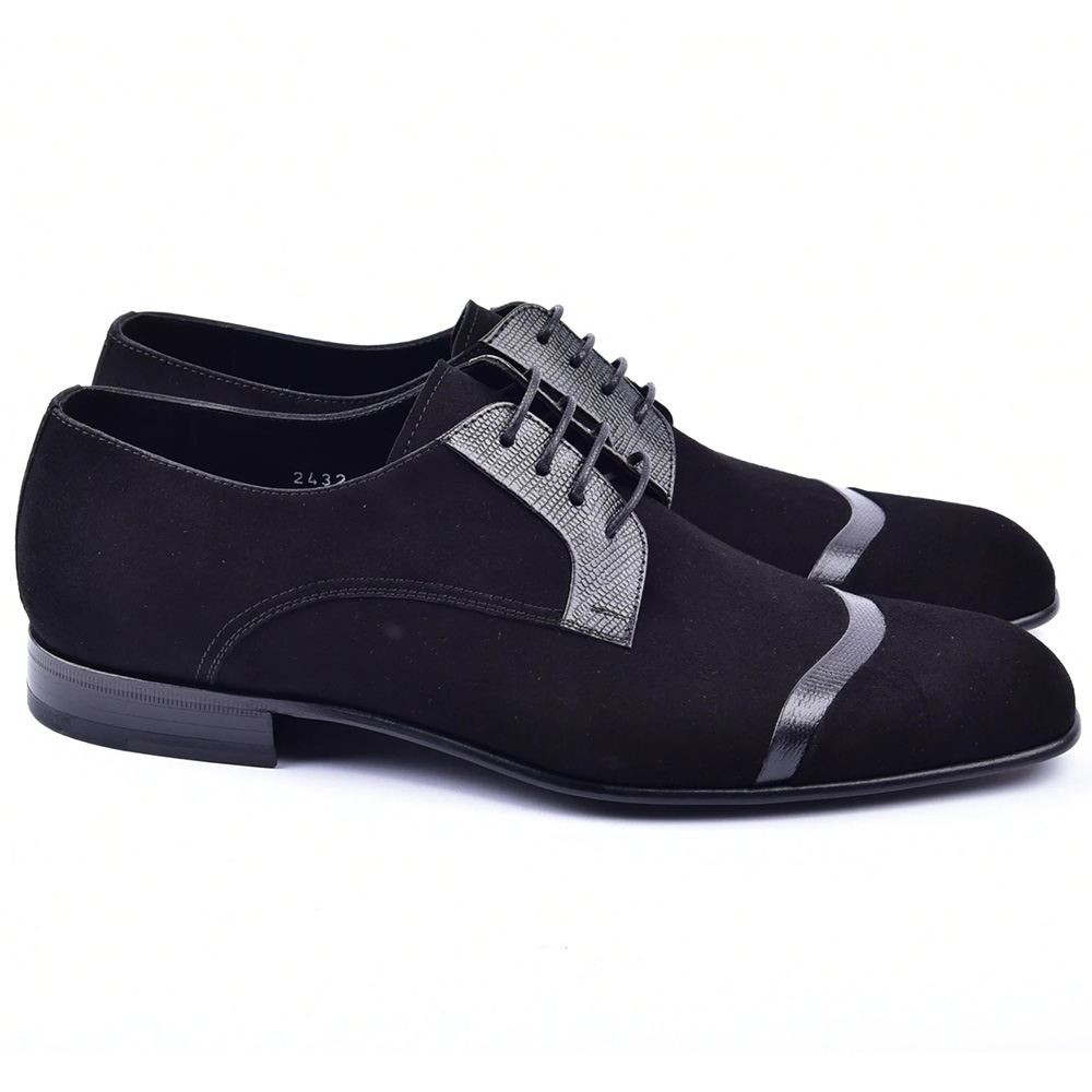 Corrente C001403-2432 Cap-toe Suede / Lizard Shoes Black Image