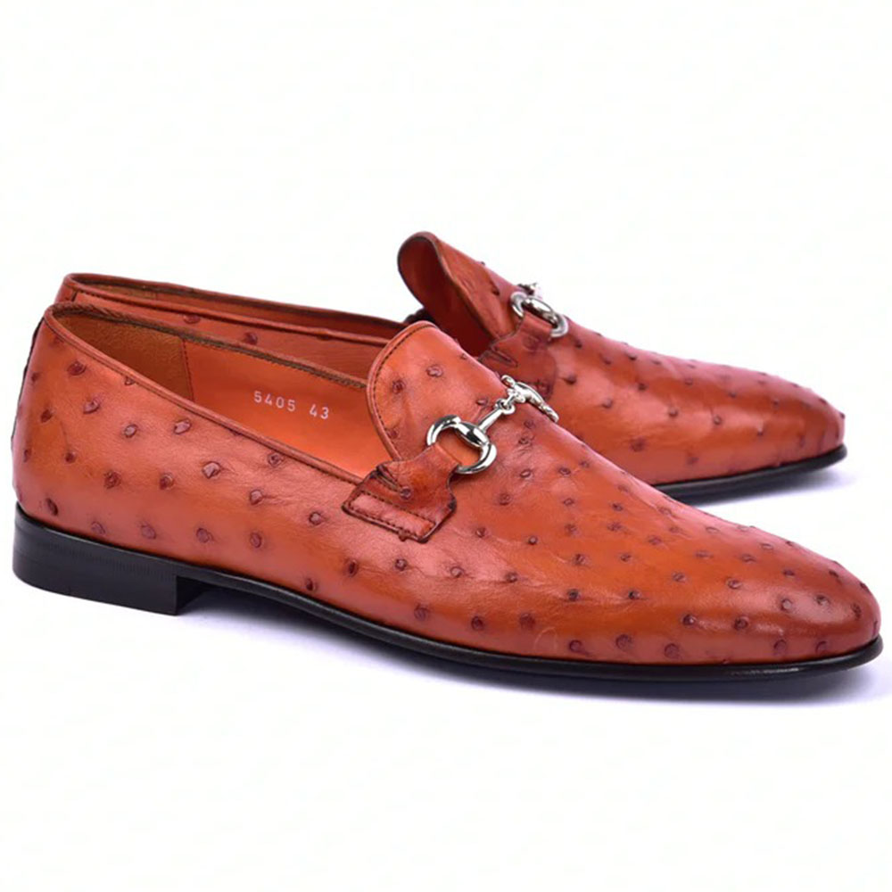 Corrente C02204-5405 Genuine Ostrich Loafers Rust Image