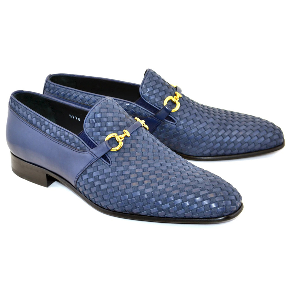 Corrente C024-5776 Buckle Woven Loafer Shoes Navy Image