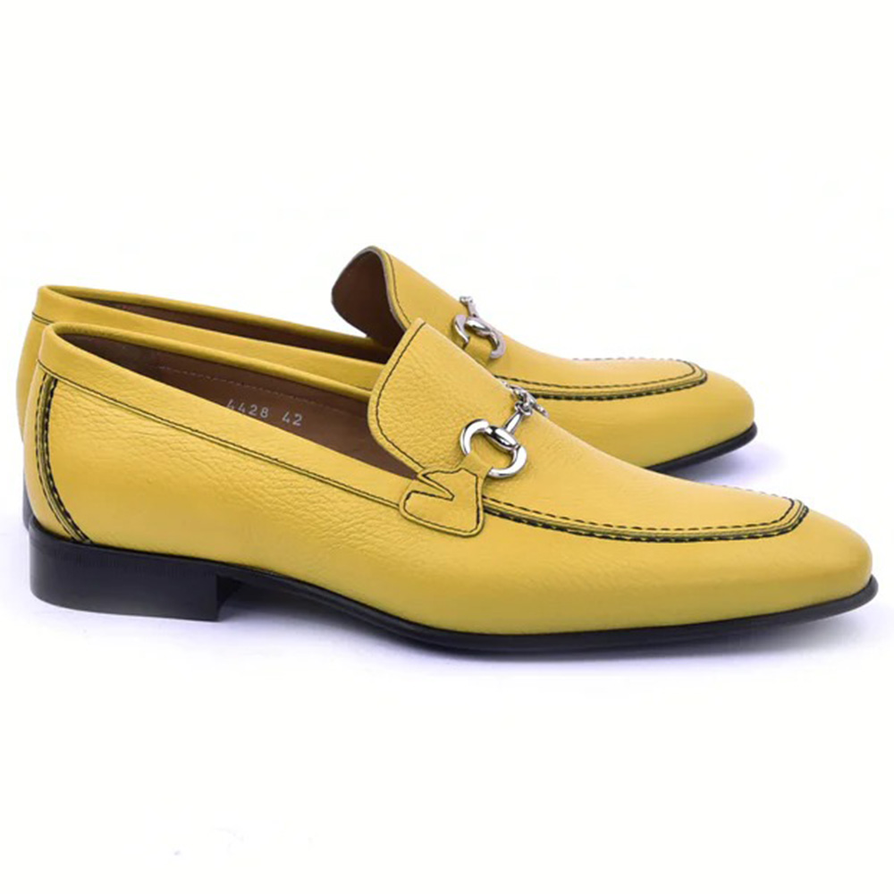 Corrente C11102-4428 Grain Leather Loafers Yellow Image
