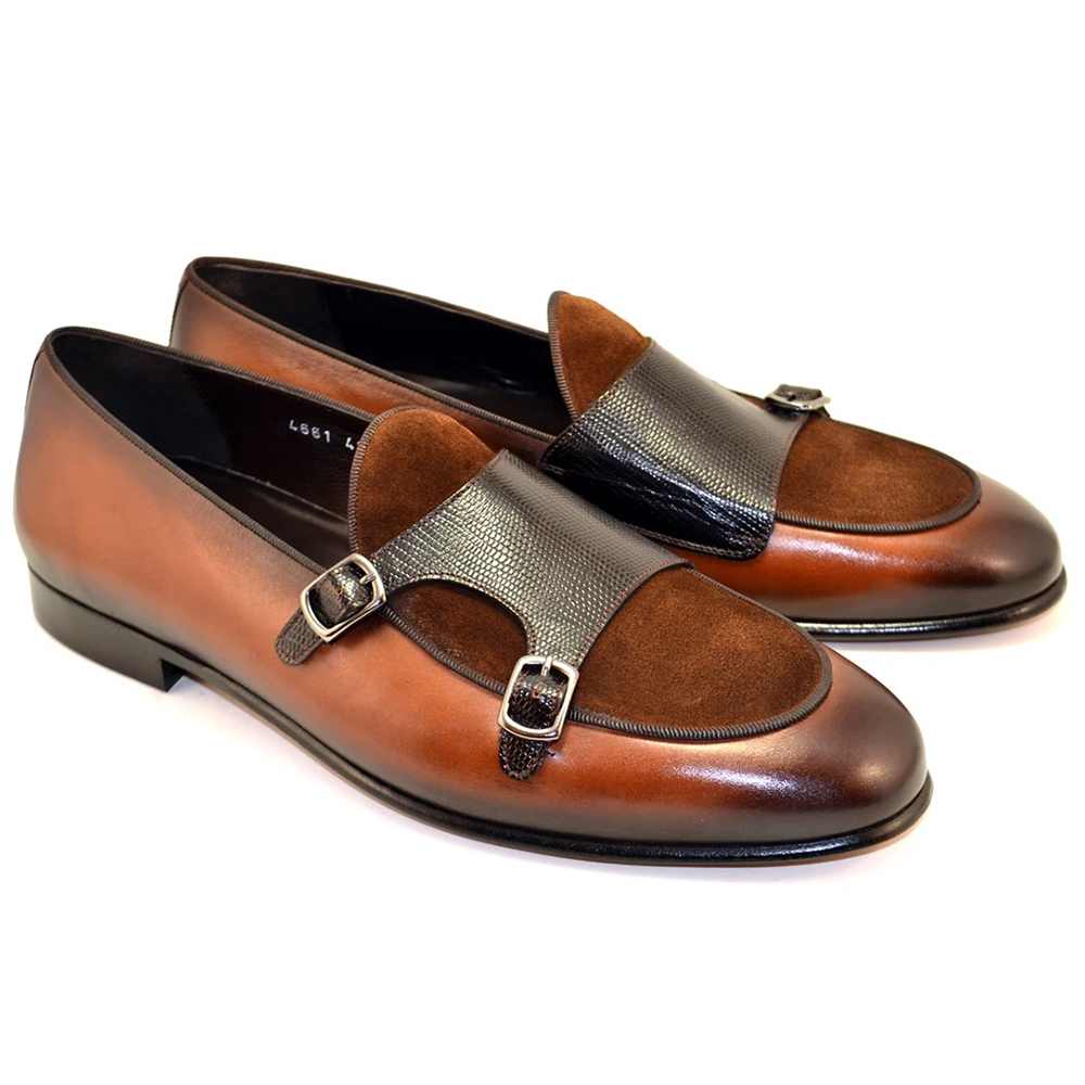 Corrente C134-4661 Double Monk Strap Loafers Brown Image