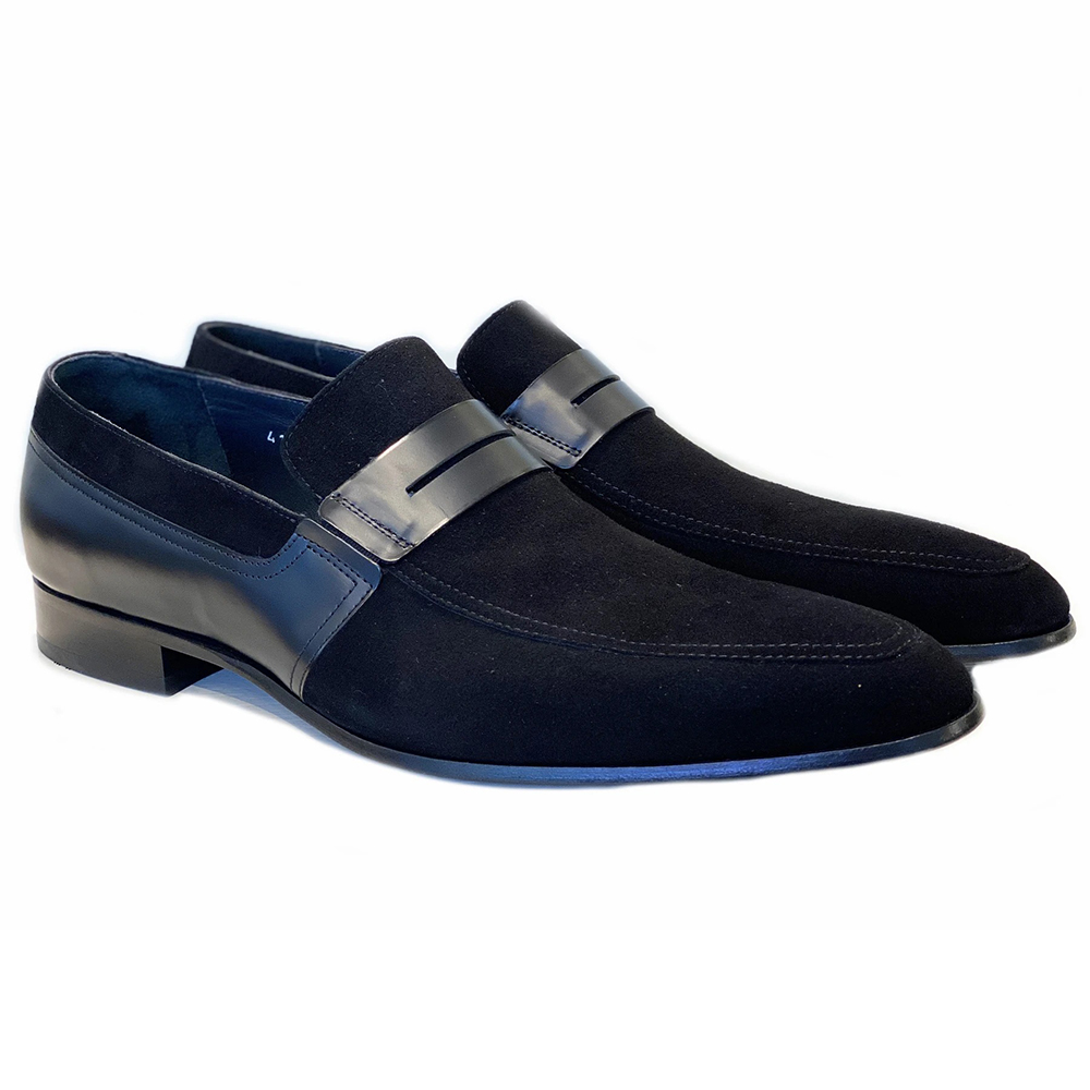 Corrente C141-4127 Loafers Suede and Leather Black Image