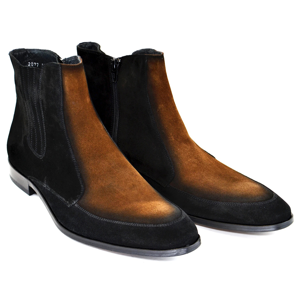 Corrente C199-2077 Two Tone Suede Boots Black Tan Image