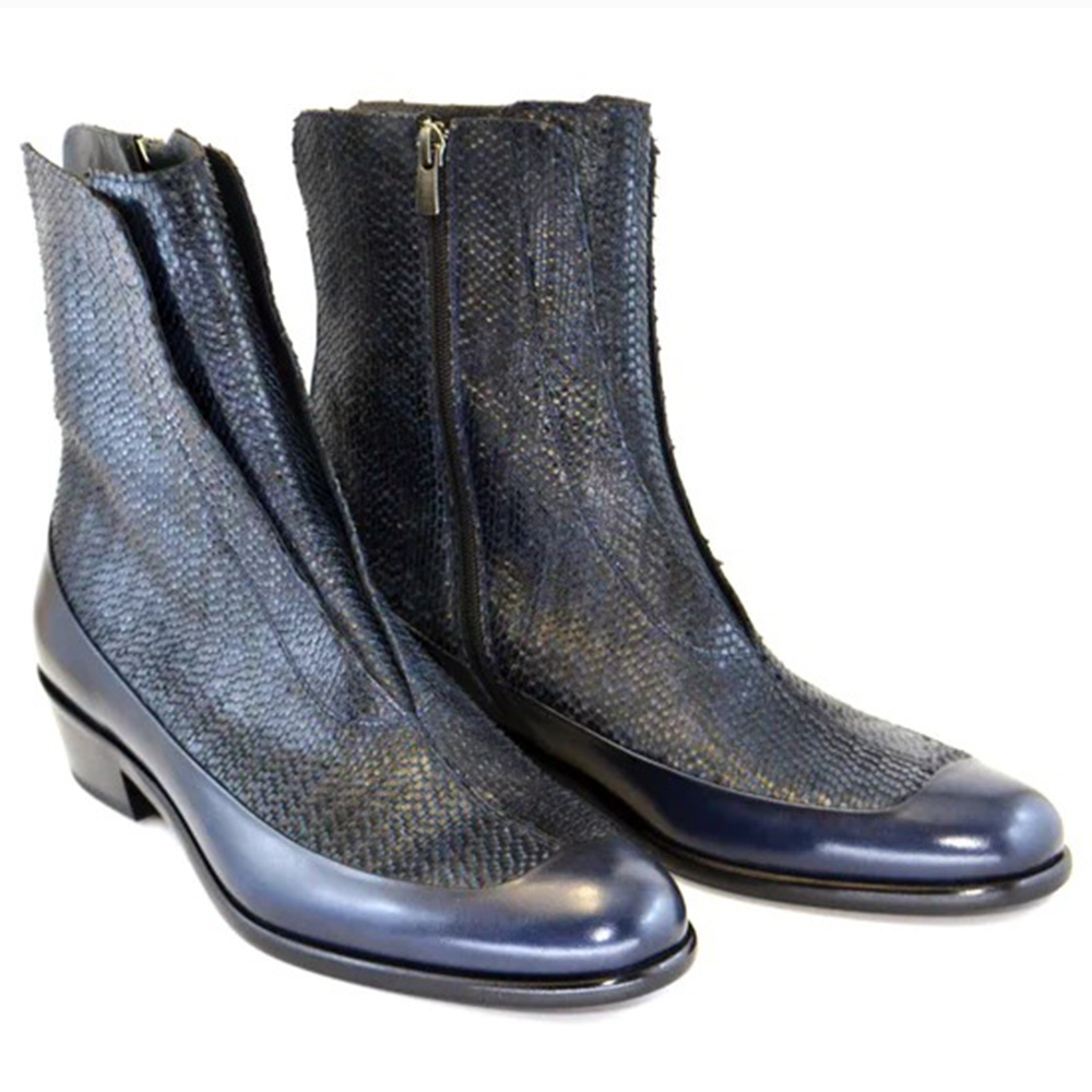 Corrente C202-3273 Python & Leather Boots Navy Image