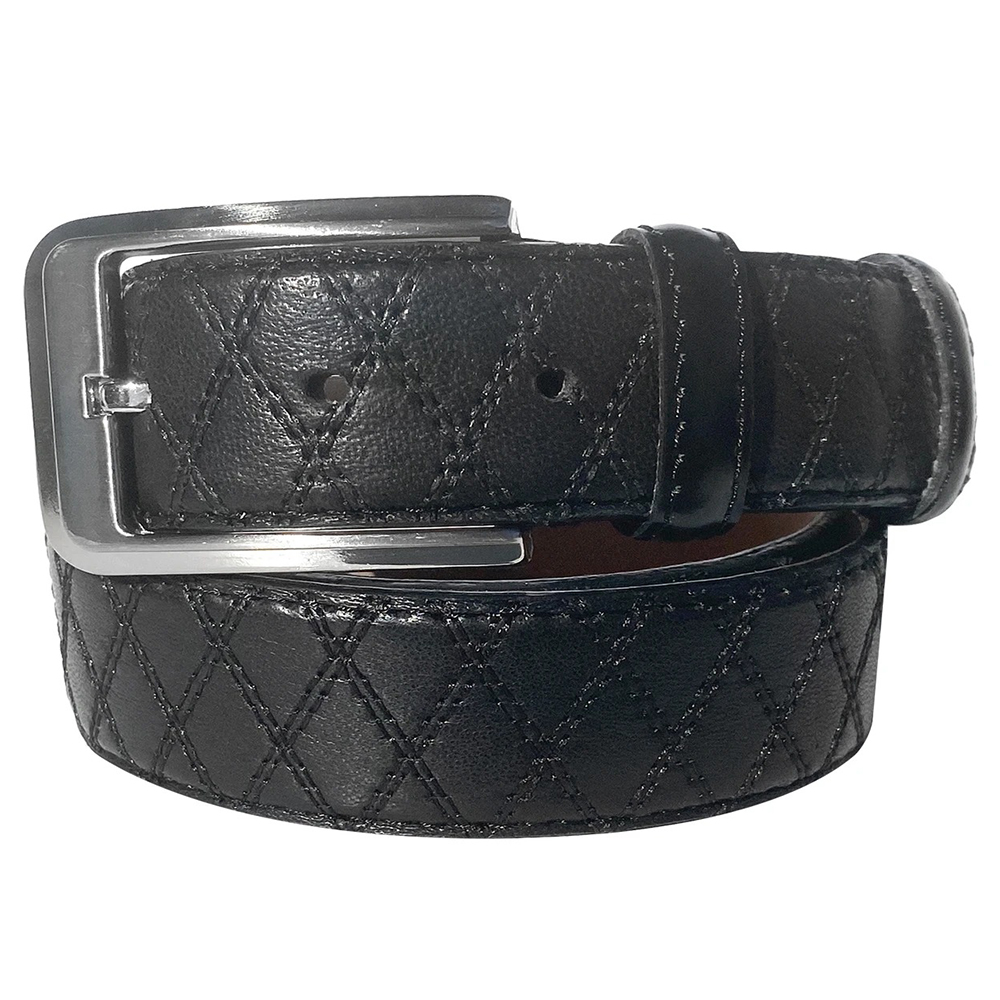 Corrente CBelt-4005 Quilted Leather Belt Black Image
