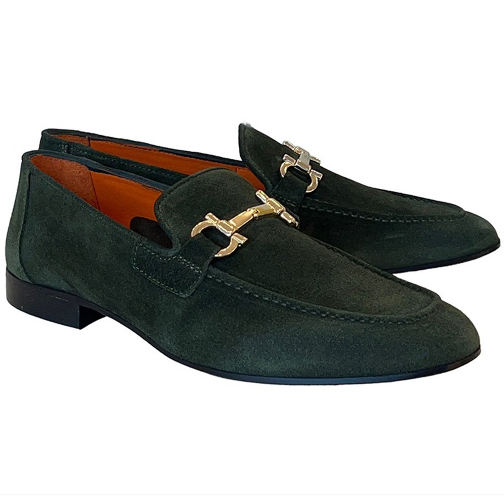 Corrente P000657-6472 Suede Bit Buckle Loafers Green Image