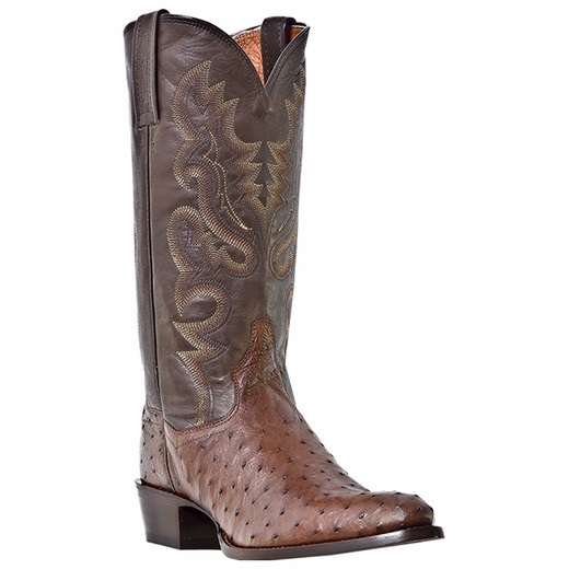 Dan Post Tempe DP2328 Ostrich Quill Western Boots Tobacco Image