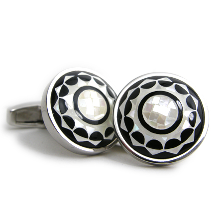 Daniel Dolce Mosaic Mother of Pearl & Onyx Cufflinks DI2261 Image