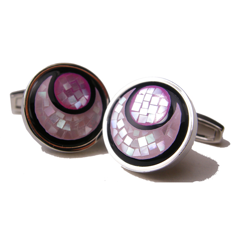 Daniel Dolce Mosaic Mother of Pearl & Onyx Cufflinks DI972 Image